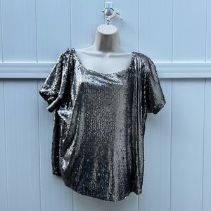Hayden Sequin Top | Pewter Grey with lined bodice. Oversized fit | Size Medium